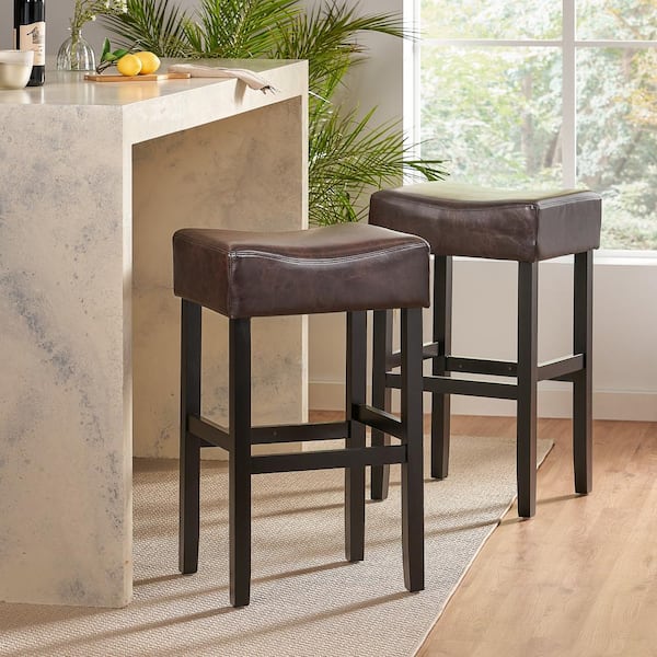 Portman 30.31 in. Brown Backless Bar Stools (Set of 2)