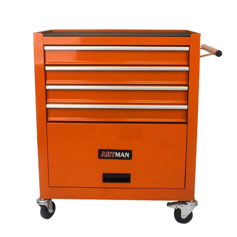 Orange 4 Drawers Multi functional Steel Tool Cart with Wheels and Pull Handle price history on PriceWatchPro