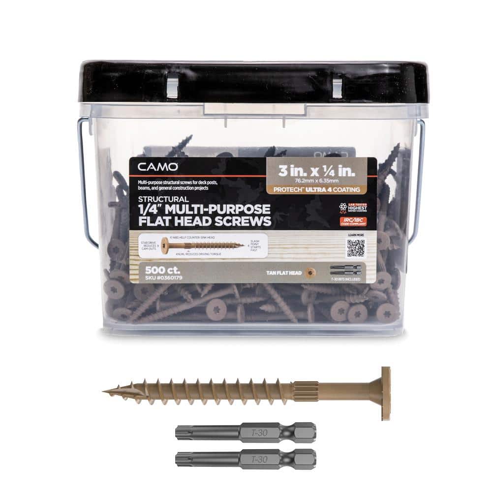 CAMO 1/4 in. x 3 in. Star Drive Flat Head MultiPurpose Structural Wood Screw PROTECH Ultra 4
