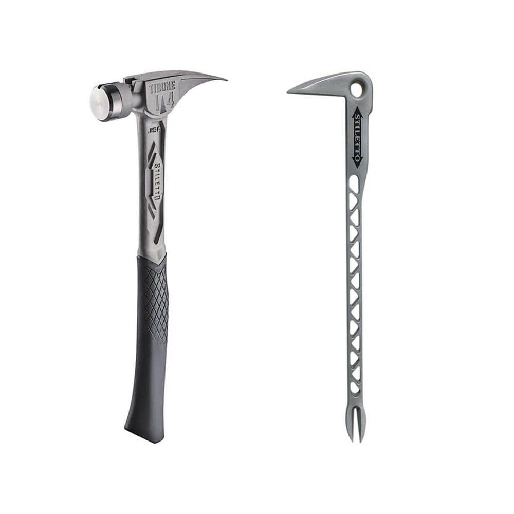 Milwaukee 14 oz. TiBone Smooth Face with Curved Handle with 12 in. Titanium Clawbar Nail Puller with Dimpler (2-Piece)
