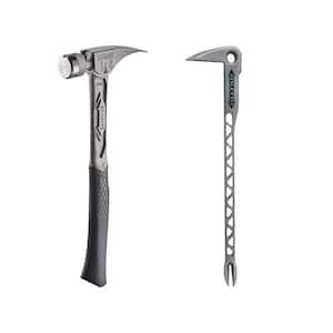14 oz. TiBone Smooth Face with Curved Handle with 12 in. Titanium Clawbar Nail Puller with Dimpler (2-Piece)