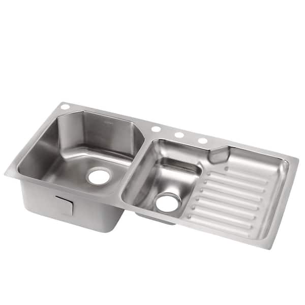 Elkay ILR4822L Lustertone Equal Double Bowl Sink Drainboard