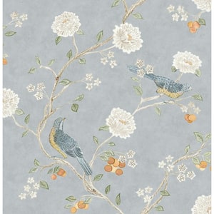 Wellesley Blue Heather Chinoiserie Paper Non-Pasted Paper Wallpaper