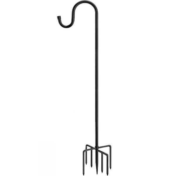 Shepherd's Hooks 65 in. Tall Black Metal Outdoor Garden Stake with Adjustable Height for Decor (4-Pack)