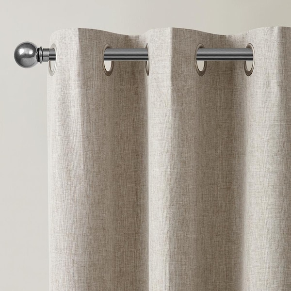 Fairfax Natural 38 in. W x 95 in. L Grommet 100% Blackout Curtain (Single Panel)