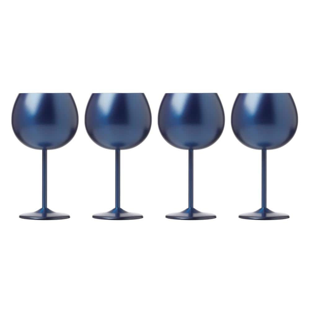 18 oz. Navy Stainless Steel Red Wine Glass Set (Set of 4) -  Cambridge, EW008CBBLUDS