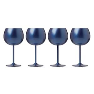 18 oz. Navy Stainless Steel Red Wine Glass Set (Set of 4)