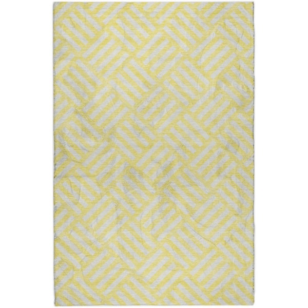 Dream Shag Premium Machine Washable Abstract ADS620 Yellow 9 ft. x 12 ft. Area Rug