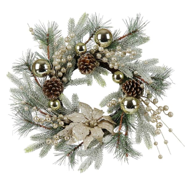 Christmas Wreath 20 Inch Christmas Door Decorations Wreath with Warm Lights, Artificial Christmas Wreath,Unlit
