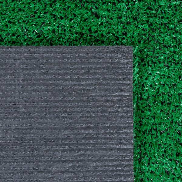 Ottomanson Turf Collection Waterproof Solid Grass 5x8 Indoor/Outdoor Artificial Grass Rug, 5 ft. 3 in. x 8 ft. 2 in., Green