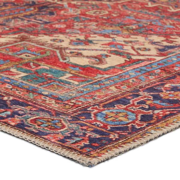 Lucinda 3 X 8 Medallion Red/Blue Washable Area Rug