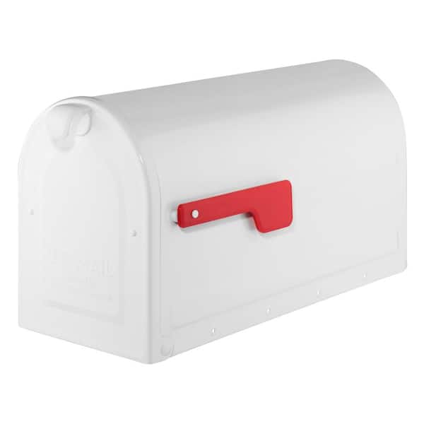 Architectural Mailboxes MB2 White, Large, Steel, Post Mount Mailbox