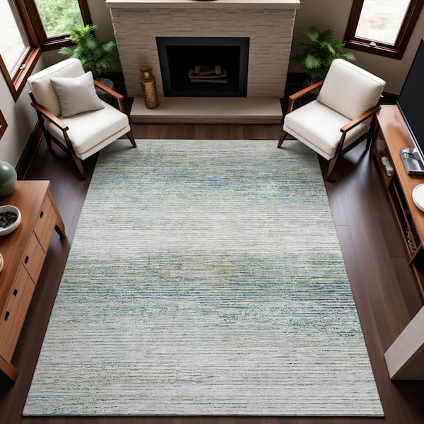 Mayfield Premium Machine Washable Abstract AMF1264 Linen 5 ft. x 7 ft. 6 in. Area Rug