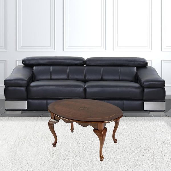HomeRoots 38 in. Black Oval Wood Coffee Table