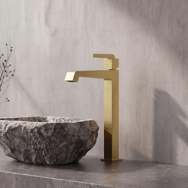 GRANDJOY Tall Square Single Handle Vessel Sink Faucet with