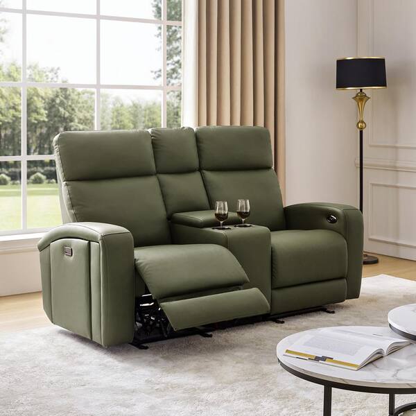 JAYDEN CREATION Gonzalo Olive 37 in. Faux Leather Rectangle