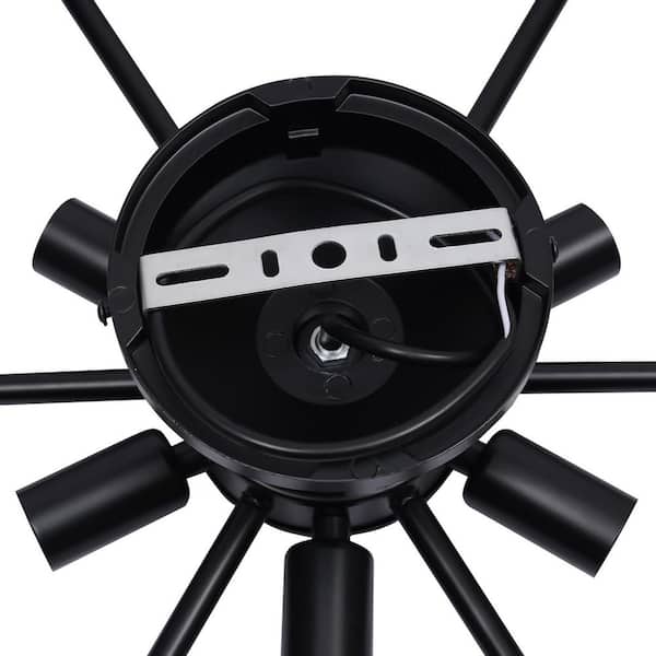 OUKANING 18 in. 6-Light Black Industrial Wagon Wheel Rustic Flush