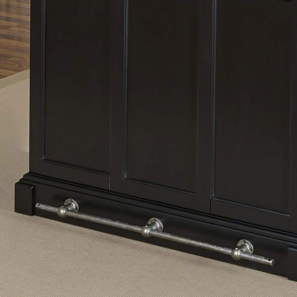 Americana Black and Oak Hardwood Bar with Adjustable Shelves