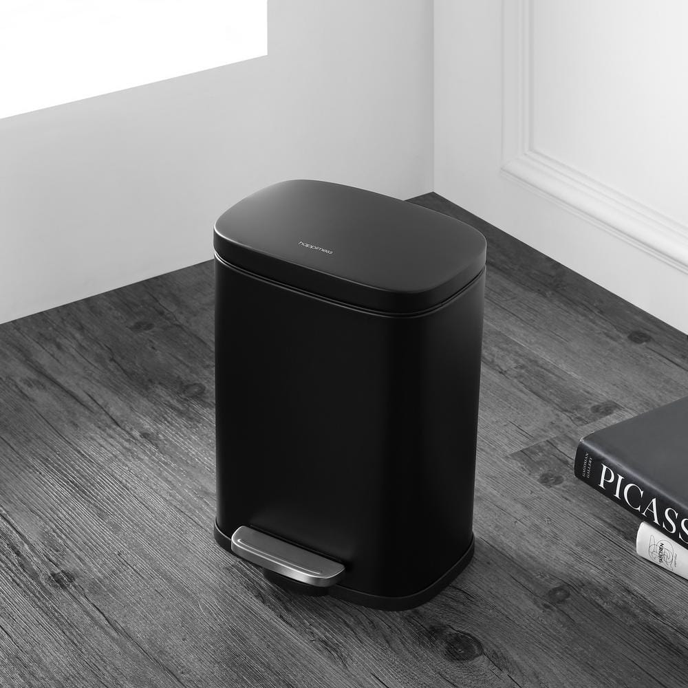 Connor Black Stainless Steel 13-Gallon Trash Can with Soft-Close Lid