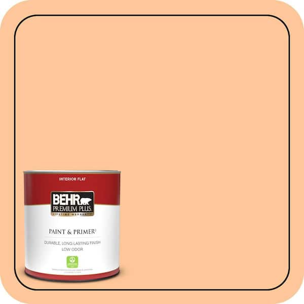 BEHR PREMIUM PLUS 1 qt. #P230-4 Citrus Punch Flat Low Odor Interior Paint & Primer