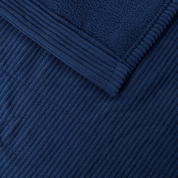 80 in. x 84 in. Electric Micro Fleece Navy Full Heated Blanket