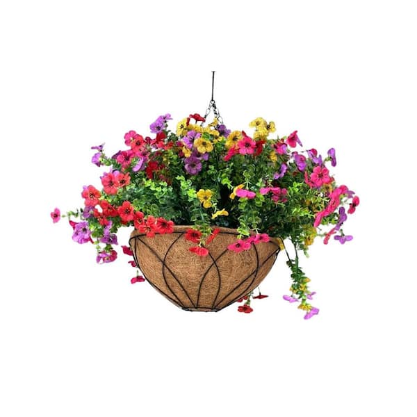 Unbranded Garden Decoration Series：21.6 in. H x 15.7 in. W Mixed Color Artificial Daisy Flowers with Basket