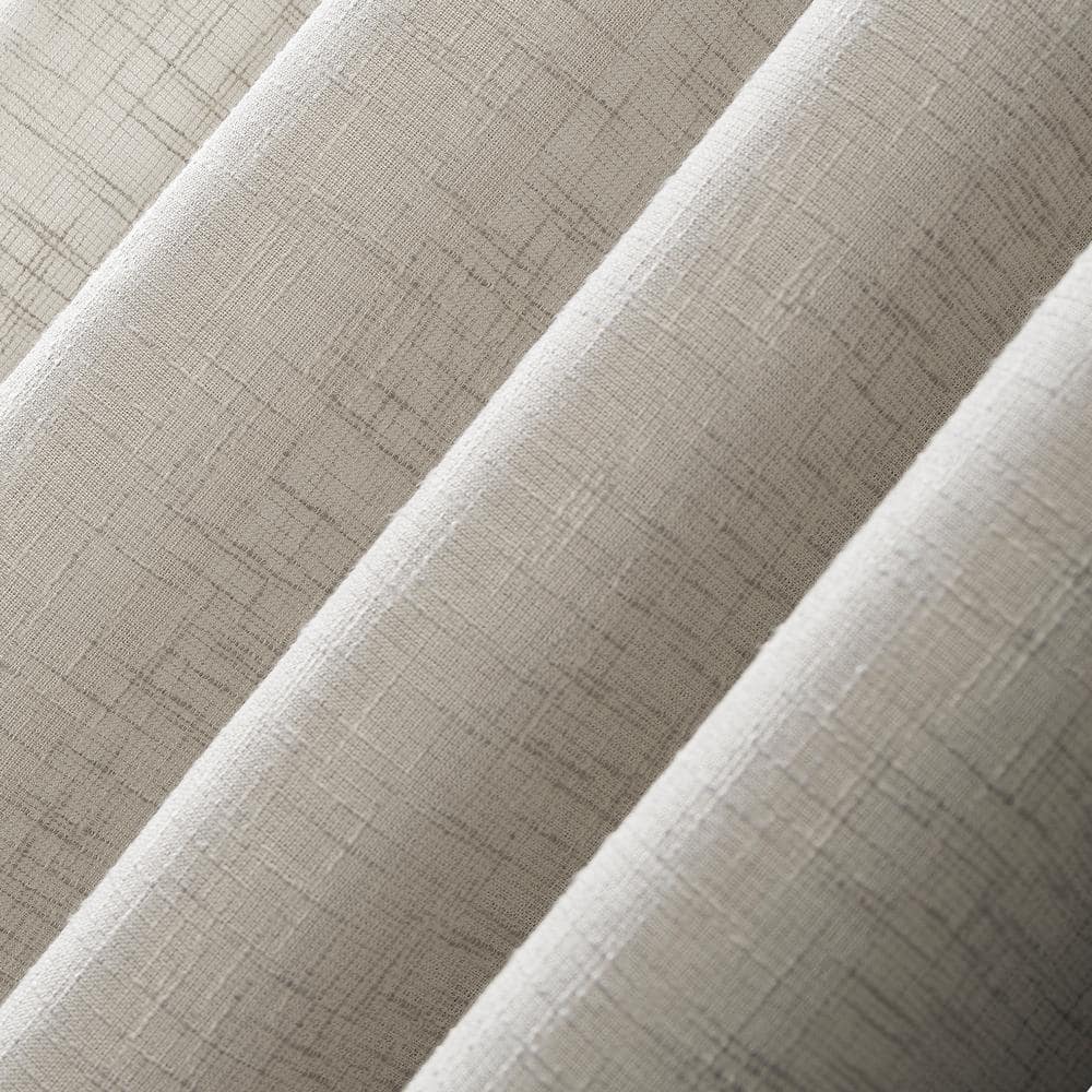 Ivory Sheer Crosshatch Linen Blend Curtain Panel