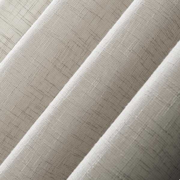 SCOTT LIVING Wallis Slub Textured Linen Blend 52 in. W x 84 in. L Sheer Rod  Pocket Curtain Panel in Ivory 56925 - The Home Depot