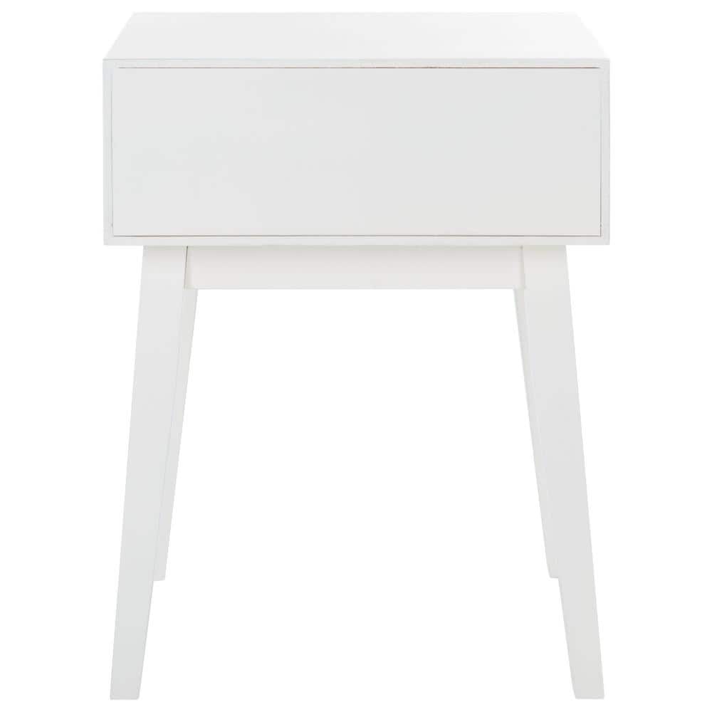 White Wood and Metal Retro Accent Table with Storage