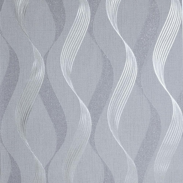 Arthouse 901804 Foil Embossed Leaf Vinyl Wallpaper Silver