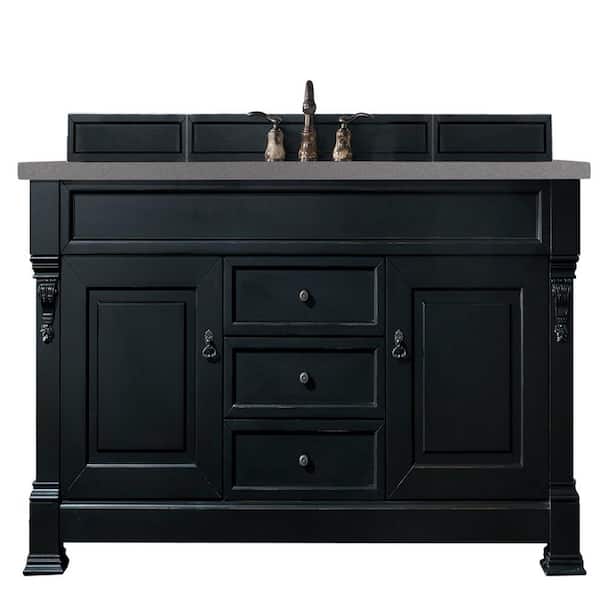 James Martin Vanities Brookfield 60 in. W x 23.5 in. D x 34.3 in. H Single Bath Vanity in Antique Black with Quartz Top in Grey Expo