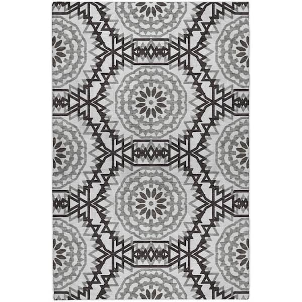 Dream Shag Premium Machine Washable Abstract ADS619 White 5 ft. x 7 ft. 6 in. Area Rug