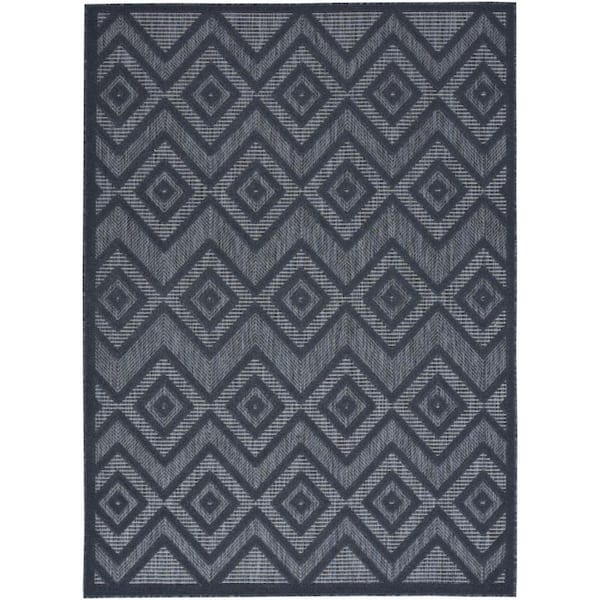 Blue 5 ft. x 7 ft. Woven Polypropylene, Polyester Indoor/Outdoor Area Rug