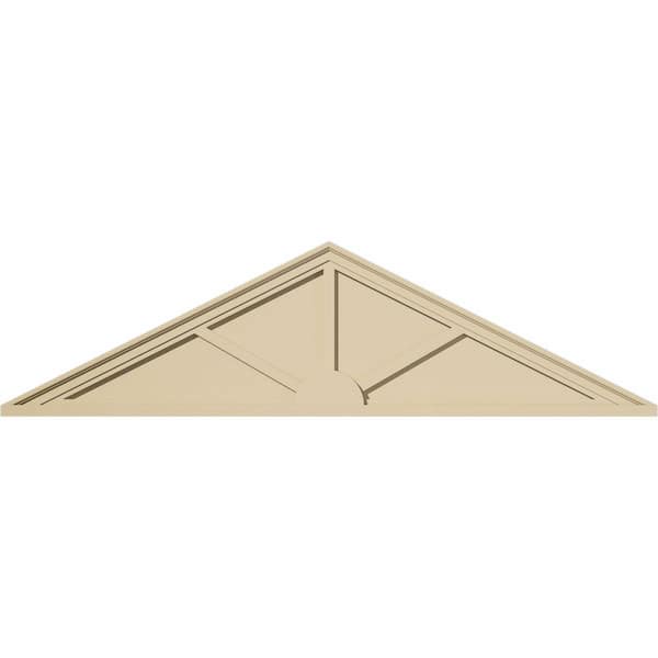 Ekena Millwork 60-in. W x 16-in. H x 2-in. P (Pitch 6/12) Peaked Cap 3 Spoke Signature Urethane Pediment, Primed Tan