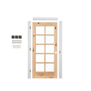 Ready-to-Assemble 28 in. x 80 in. Left-Handed 10-Lite Clear Glass Unfinished Alder Wood Single Prehung Interior Door