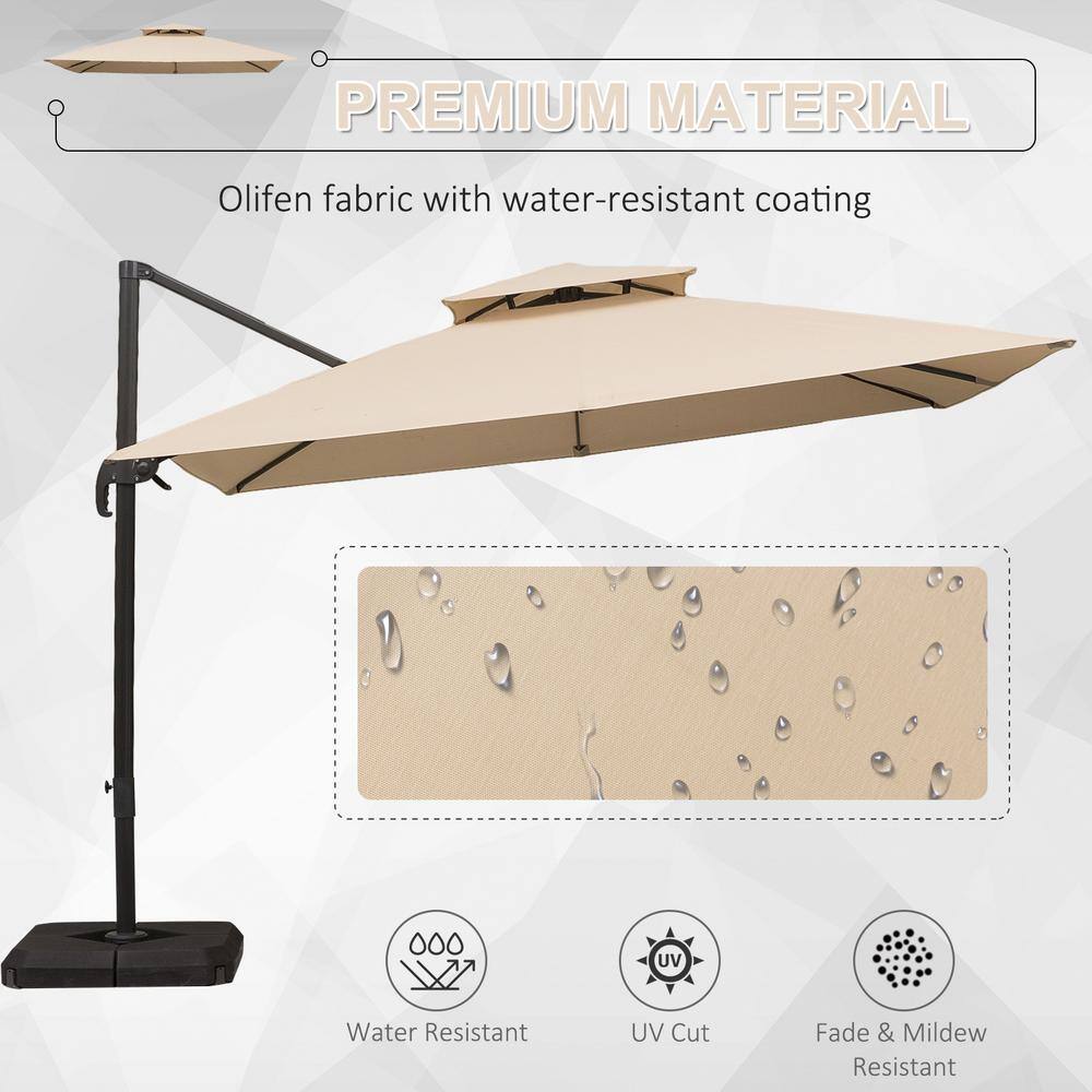 Latte 10ft Cantilever Patio Umbrella with Metal Pole and Base