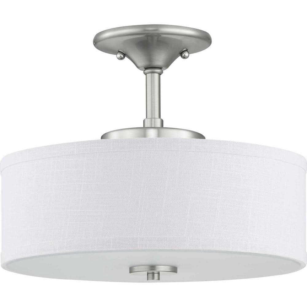 Brushed Nickel LED Semi-Flush Ceiling Light with Glass Shade