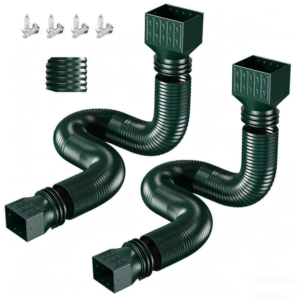 2 Pack Green 2 in. x 10 ft. Rain Gutter Downspout Extensions, Flexible Corrugated Drain Pipe for Rainwater Drainage price history on PriceWatchPro