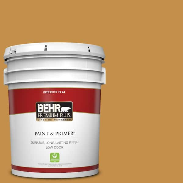 BEHR PREMIUM PLUS 5 gal. #310D-6 Light Copper Flat Low Odor Interior Paint & Primer