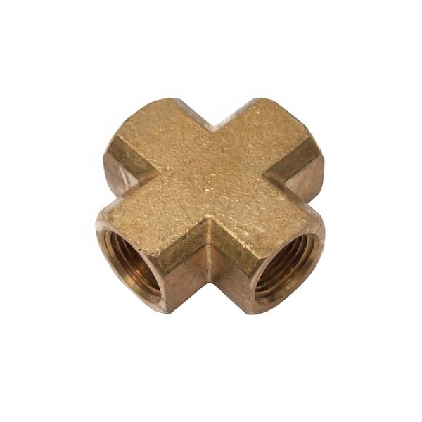 LTWFITTING 3/8 in. FIP Brass 4-Way Cross Fitting (2-Pack)