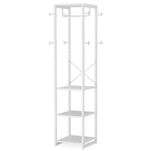 Cynthia White Freestanding Coat Rack with 3-Shelves 8-Hooks and 1-Hang Rod