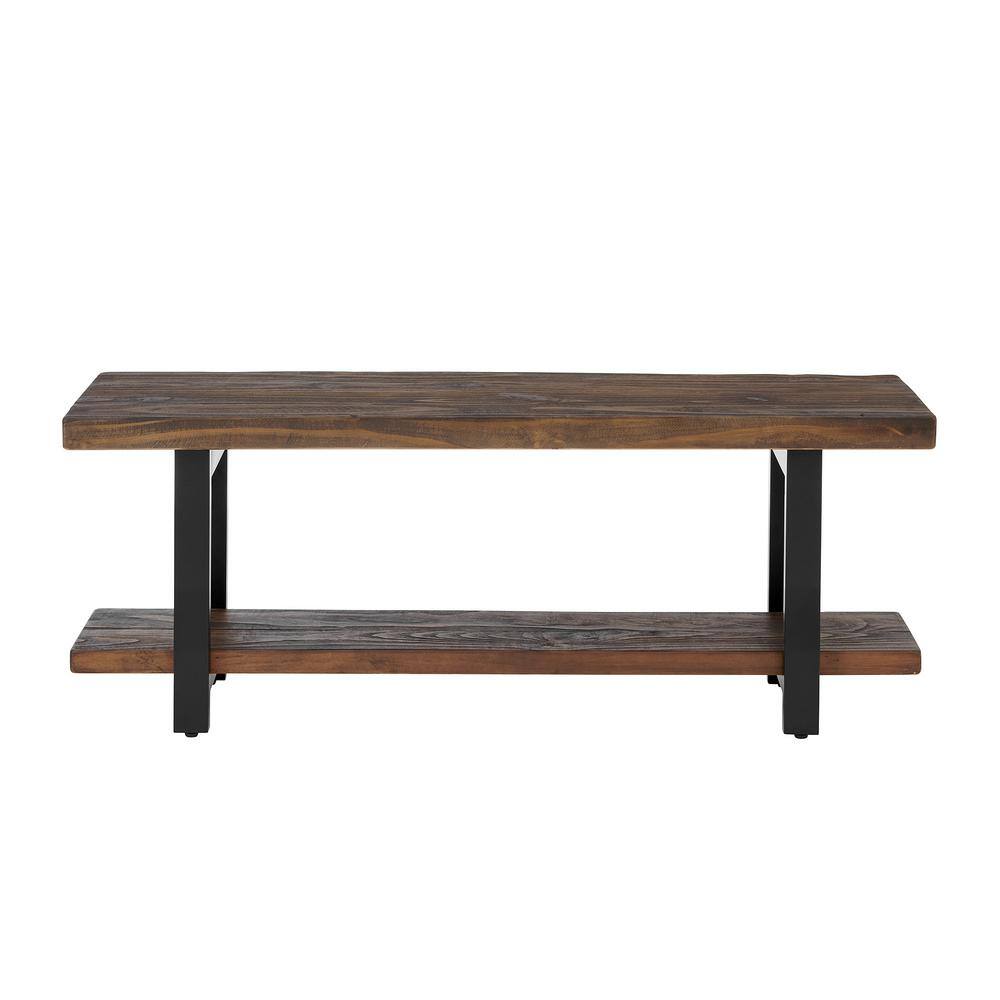 Pomona Rustic Industrial Solid Pine and Metal Bench with Storage