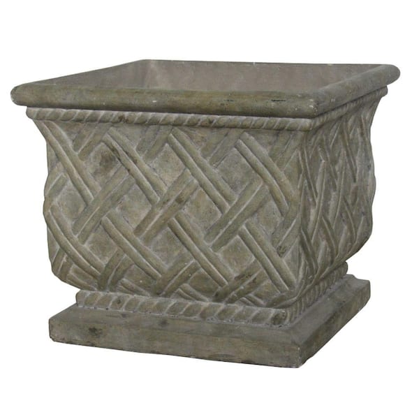 MPG 17.75 in. Square Old Stone Cast Stone Lattice Planter PS5930OS - The  Home Depot