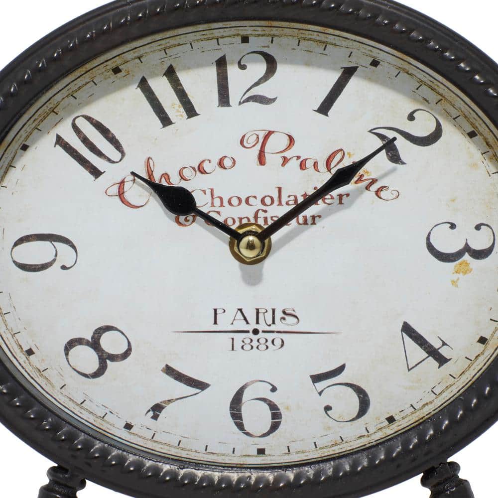 Vintage Black and White Iron Ring Top Desk Clocks, Set of 4