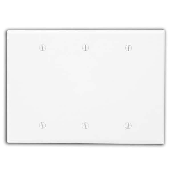 3-Gang White Blank Plate Plastic Midway/Midsize Wall Plate (1-Pack) 80533-W