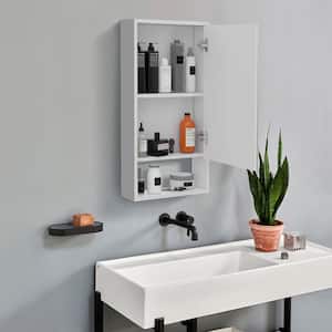 19.7 in. W x 35.4 in. H Rectangular Wooden Rectangle Medicine Cabinet with Mirror in White