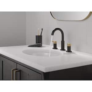Nicoli J-Spout 8 in. Widespread Double-Handle Bathroom Faucet in Matte Black/Champagne Bronze