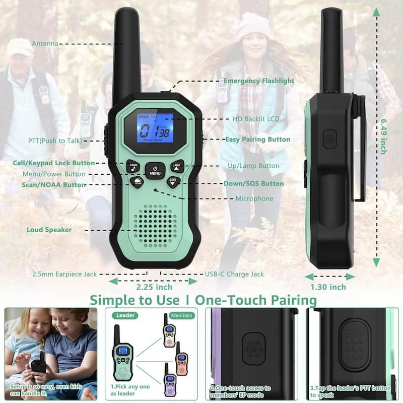 Reliable 35 Mile Range Rechargeable Waterproof Digital 2-Way Radio with Charger Cable (4-Pack)