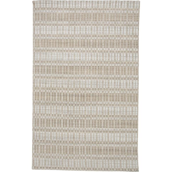 HomeRoots 2 ft. x 3 ft. Tan and Gray Striped Area Rug