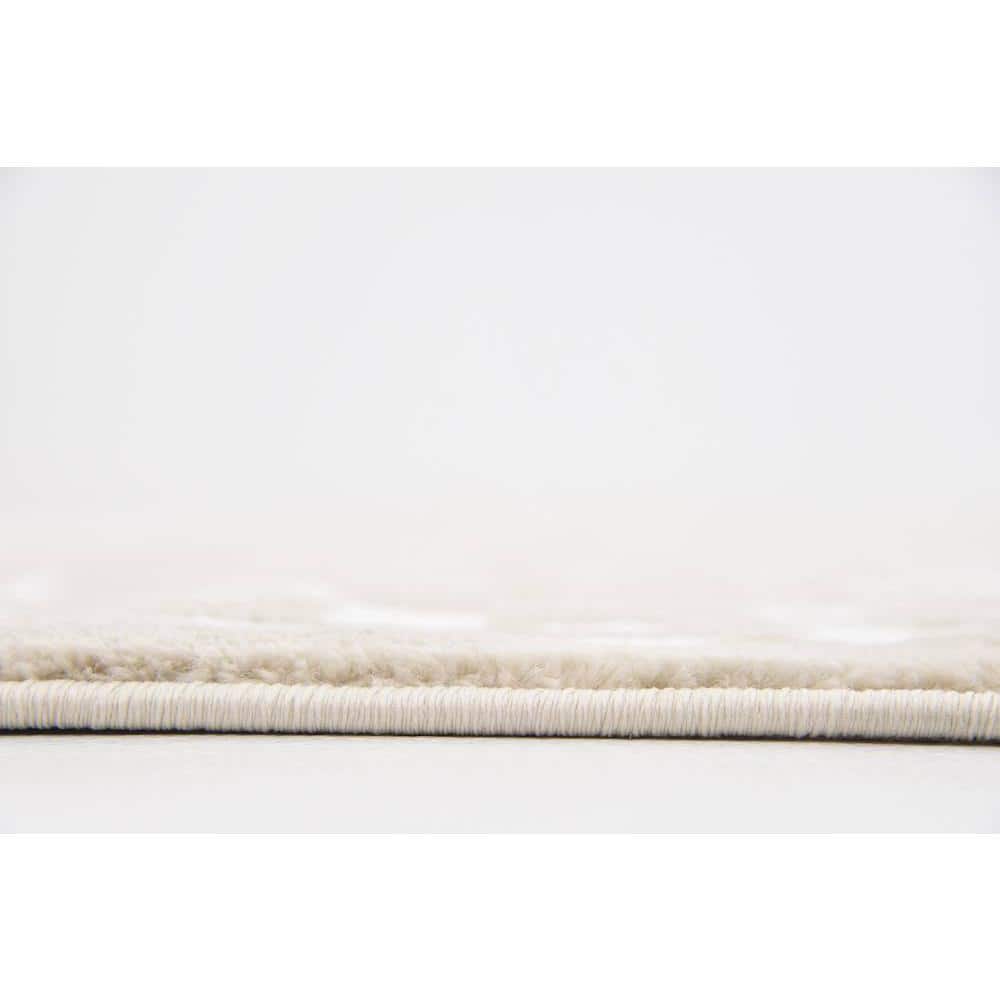 Elegant Snow White and Beige Floral Indoor Rug - 8' x 11'